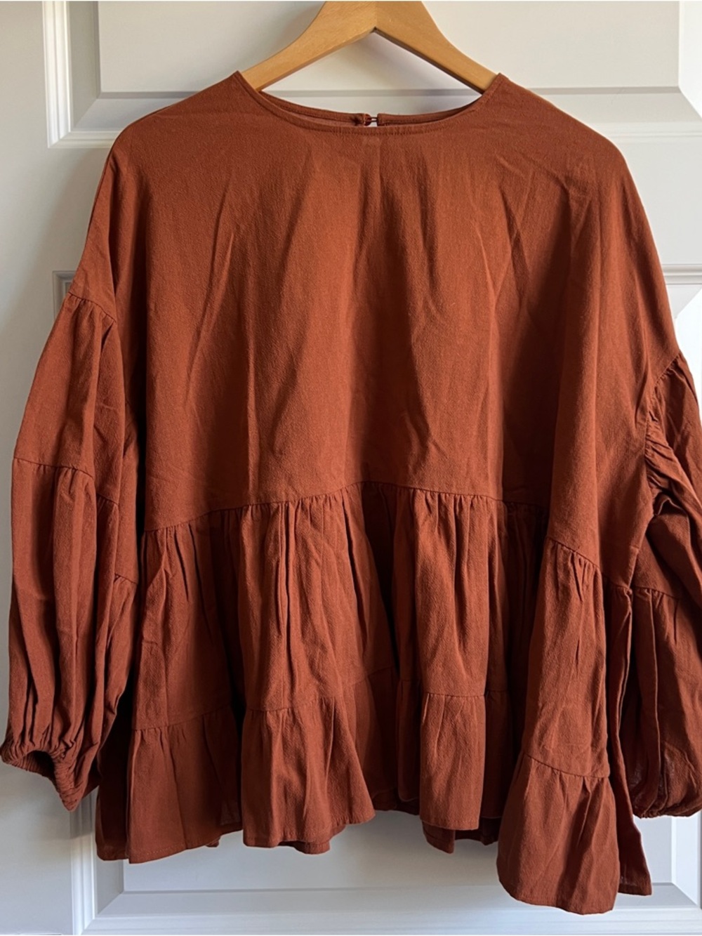 MUD PIE Peplum Cotton Boho Oversized Medium Rust Terracotta